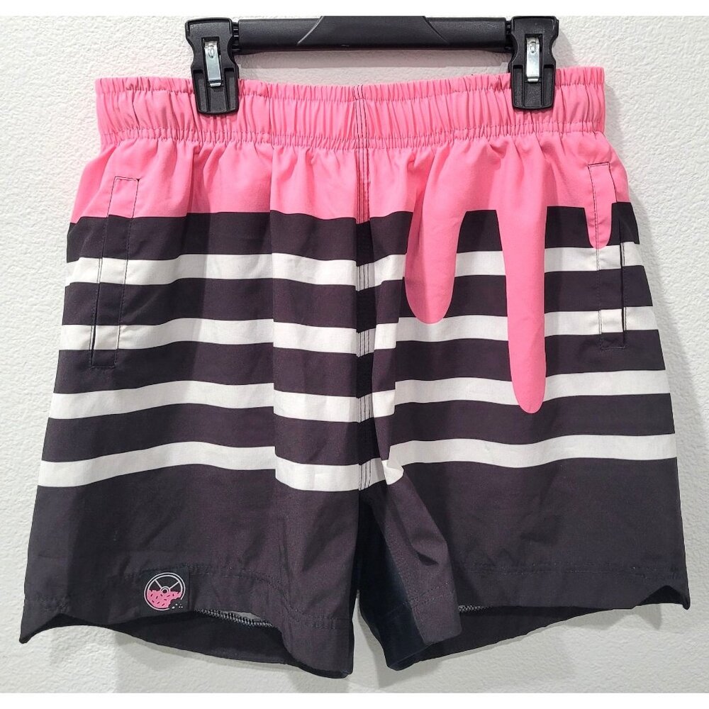 Kinda Fit Kinda Fat Mens Pink Drip & Striped Training Shorts Size S